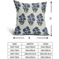 thumbnail image 5 of Navy Blue Floral Throw Pillow Covers 16x16 Dark Blue Chinoiserie Flowers Leaves Birds Monsoon Decorative Pillows Outdoor Linen Farmhouse Cushion Case Pillowcase for Sofa Bed Room Decor Set of 2, 5 of 6