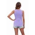 thumbnail image 2 of Womens Ladies Ribbed Thick Strap Racerback Tight Slim Fitted Sporty Workout Tank Tops Purple L, 2 of 9