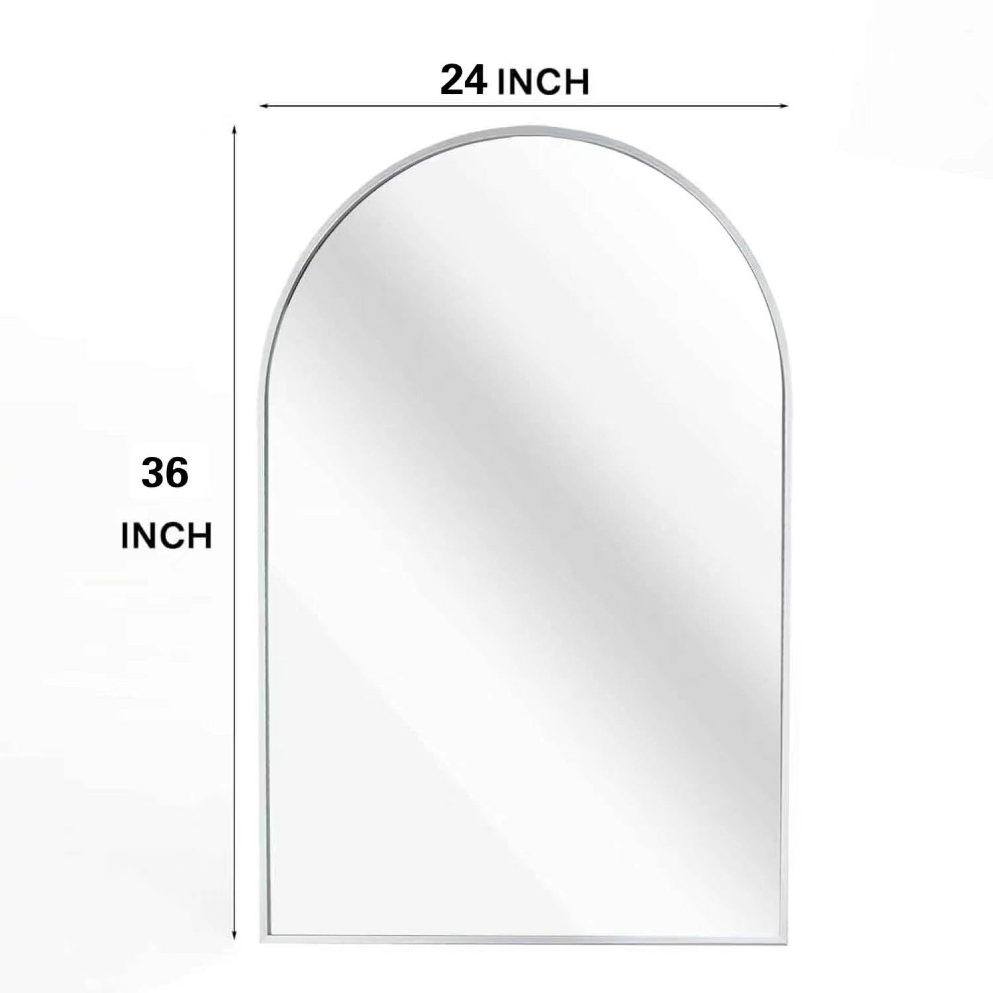 24"x 36" Bathroom Mirror, Arched Vanity Mirrors,Silver