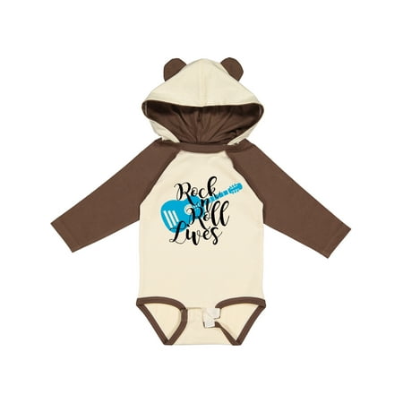 

Inktastic Rock and Roll Lives with Blue Guitar Gift Baby Boy or Baby Girl Long Sleeve Bodysuit