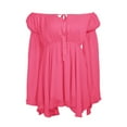 thumbnail image 4 of pstuiky Dresses for Women, Women One-Shoulder Dress Chiffon Dress Long Sleeve Strap Dress Vintage Dress Mini Skirt Leisure Pink L, 4 of 6