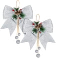 thumbnail image 1 of 2pcs Christmas Bow Decorations, Silver Wreaths Bows, Large Christmas Tree Bow, Sequin Bow Ties, Xmas Decorative Bows Ornaments for Home Christmas Party, 9.8 x 11.8in, 1 of 9