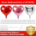 thumbnail image 2 of Globos PNIOTAIN de 18" en forma de corazón, foil, 30 piezas, rojo, rosa y plateado, 2 of 9
