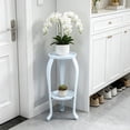 thumbnail image 4 of Soporte para plantas de metal de 2 niveles para interiores y exteriores, negro o blanco, 50x24 cm, soporte para macetas de hierro resistente a la oxidación para balcón, jardín y decoración del hogar, 4 of 6