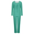 thumbnail image 6 of Kaemgyyd 2 Pack Women's Pajama Set Long Sleeve Pleated Top with Wide Leg Pants Lounge Sets Sleepwear with Pockets, 6 of 6