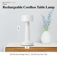 thumbnail image 5 of Bell + Howell Chelsea Small Table Lamp, Touch Lamps for Bedroom, LED Rechargeable Lamp, Cordless Lamp Great for Gifting, Small Lamps for Bedroom, Lamps for Living Room, Home Décor, White, 5 of 7