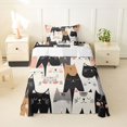 thumbnail image 2 of Manfei Cute Cat Twin Sheets, Cartoon Stripes Kitten Bedding, Neutral, 3-Piece, 1 Flat Sheet, 1 Fitted Sheet and 1 Pillowcase, 2 of 6