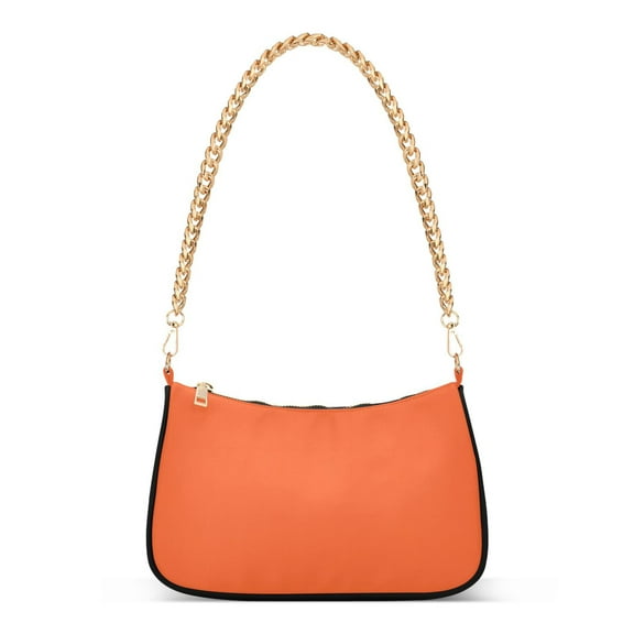 Ryvnso Orange Background Womens Chain Shoulder Bag Tote Handbags Clutch Hobo Purse with Zipper for Travel