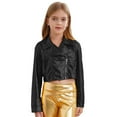 thumbnail image 4 of Doomiva Kids Girls Metallic Motorcycle PU Jacket Sparkly Zip Up Moto Biker Coat Outwear Boys Dancewear Streetwear Black 8, 4 of 6