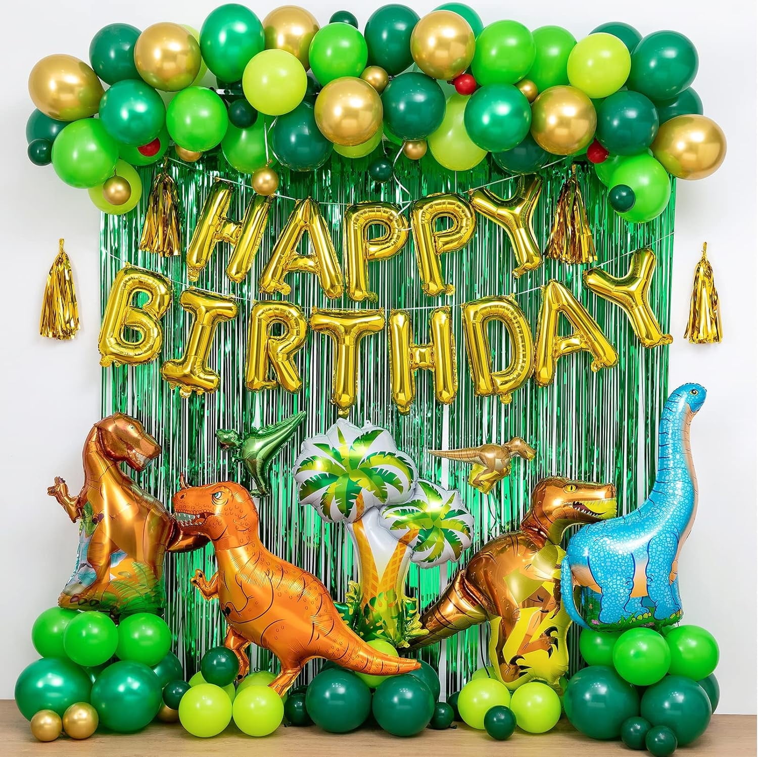 Dinosaur 3rd Birthday Banner & Garland - Green Glitter, Pre-Assembled, For Dino Themed Parties - View #13