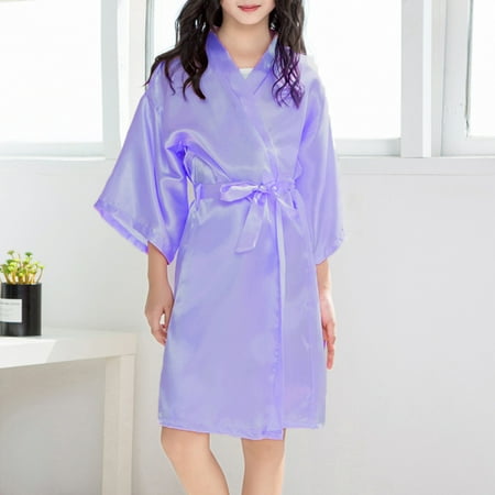 

LINMOUA Children Baby Kid Girl Solid Summer Kimono Robes Bathrobe Sleepwear Clothes Coat