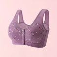 thumbnail image 3 of Ropa interior estampada para mujer sujetadores con cuello en V y retazos de encaje traje de ropa interior con hebilla frontal, 3 of 9