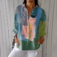 thumbnail image 1 of YLHFASHION Chemise à Imprimé Floral Rétro pour Femmes, Imprimé Artistique, Chemise Décontractée à Col en V, Rabais de 50 % Liquidation Chemises pour Femmes, 1 of 4