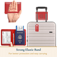 thumbnail image 5 of ComfiTime Passport Holder and Luggage Tags Set – RFID Passport Wallet/Cover with Vaccine Card Holder and Credit Card Slots, PU Leather Travel Tags for Suitcases and Bags, TSA Approved, Red, 5 of 14
