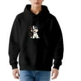 thumbnail image 1 of Women's Long Sleeve Hoodie Pullover Sweatshirt with Cheerful Cartoon Dog Design Colorful Collar Front Pocket and Drawstrings, 1 of 7
