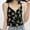 Black, variant on Herrnalise Fashion Women V-Neck Casual Sleeveless Printed Camis Vest Loose Tanks Tops