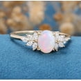 thumbnail image 5 of Vintage Fire Oval Opal Ring ,Moissanite Cluster Ring, 925 Sterling Silver ,14K Yellow Gold Plated Fire Opal Engagement Rings, 5 of 5