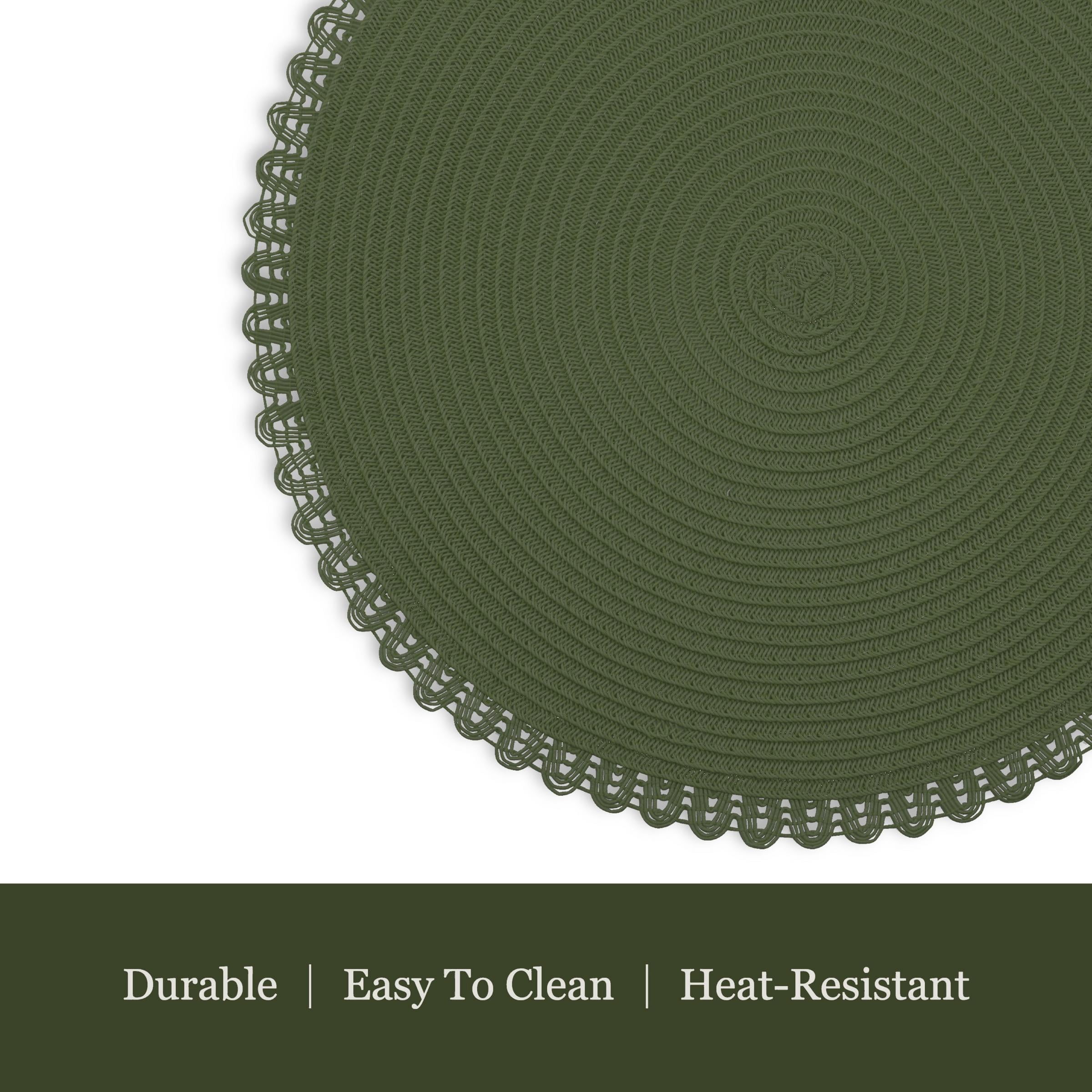 Dainty Home Set of 6 Placemats | Elegant and Durable | 15x15 in Round Woven Non-Slip Washable Place Mats | Tear-Resistant Heat | Resistant Placemats