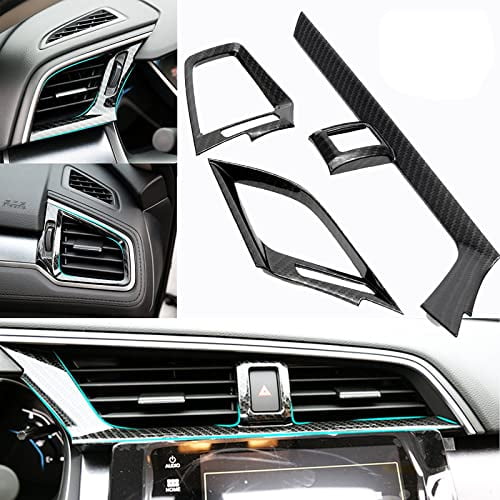 Xotic Tech Dashboard AC Air Outlet Covers Trim, Carbon Fiber Pattern, Compatible with Honda Civic 10th 2016-2021 (3pcs)