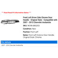 thumbnail image 2 of Front Left Driver Side Chrome Door Handle - Original Style - Compatible with 2007 - 2013 Chevy Avalanche 2008 2009 2010 2011 2012, 2 of 2
