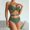 Green, variant on High Waisted Bikini Sets for Women Hontri Bikini Sets for Women Tummy Control Women's Solid Color Split Swimsuit with Straps Metal Fist Accessories Neck Hanging Bikini