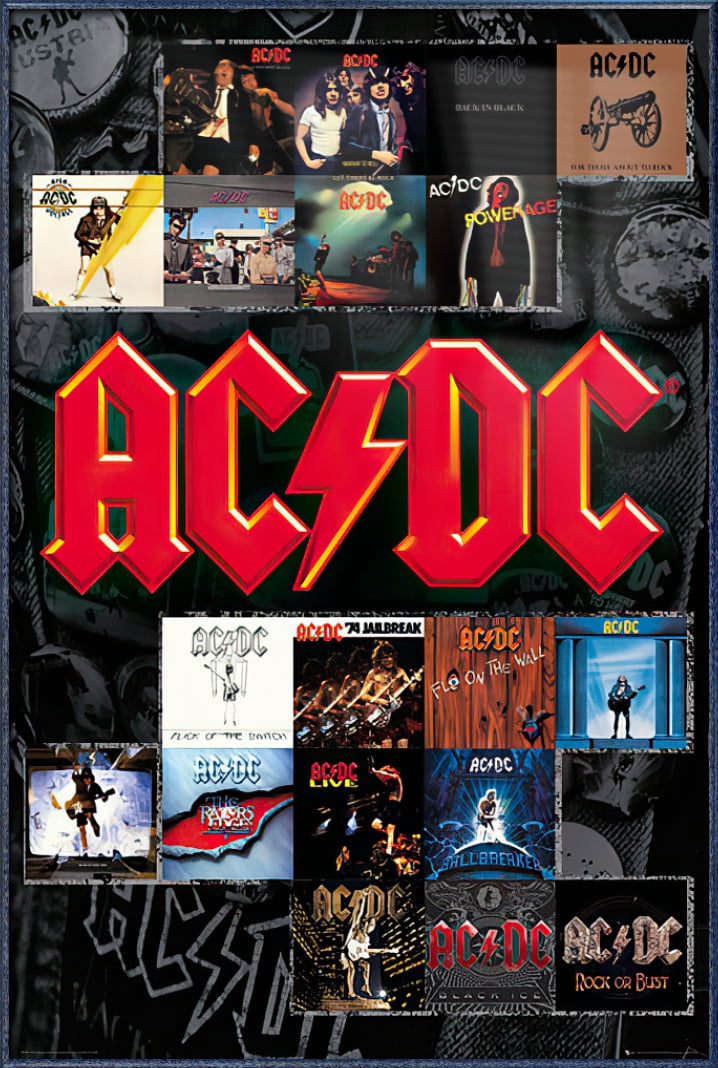 Ac/DC - Framed Music Poster (Album Covers) (Size: 25