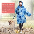 thumbnail image 4 of Wearable Oversized Blanket,Blue Dog Paw Footprint Wearable Blanket Hoodie for Adults,Cozy Hooded Blankets with Super Pockets,Super Warm Fuzzy Pullover for Women & Men, 4 of 6