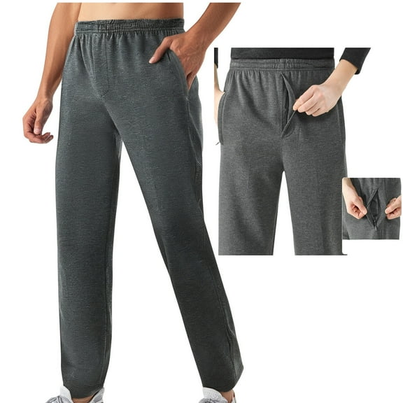 LONKITO Mens Sweatpants with Pockets Lightweight Thin Jogger Pants Elastic Waist Casual Athletic Workout Sweatpants Open Bottom, Size 40