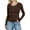Coffee, variant on gbyLJF Women's Long Sleeve T-shirts Solid Color Round Neck Tight Fit Base Layer Long Sleeve Top Slim Fit Striped Pullover Shirts
