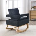 thumbnail image 2 of Fabric Accent Rocker Chair, Hollow Design Accent Living Room Lounge Arm Rocking Chair with Movable Backrest, Modern Single Sofa Chair for Living Room, Bedroom, Office, Black, 2 of 7