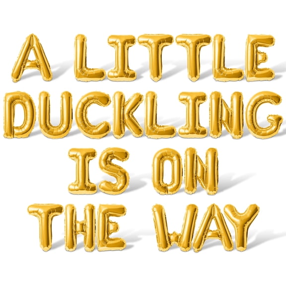 Letter Balloons - A LITTLE DUCKLING IS ON THE WAY 16" Inch Alphabet Letters Foil Mylar Balloon Baby Shower Party Banner (Gold)