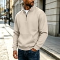 thumbnail image 5 of qafoshin Mens 1/4 Zip Pullover Sweatshirt Fall Winter Stand Collar Long Sleeve Shirts Trendy Casual Solid Color Pullover Tops with Pocket, 5 of 6