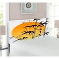 thumbnail image 2 of Bamboo Print Headboard, Bamboos Across the Sun Aesthetic Japanese Culture Lifestyle, Upholstered Decorative Metal Bed Headboard with Memory Foam, Twin Size, Orange Black White, by Ambesonne, 2 of 4