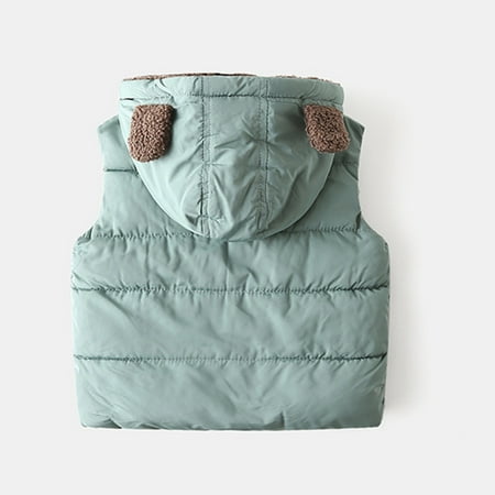 

dmqupv Kids Toddler Baby Girls Boys Autumn Winter Warm Thick Ear Cotton Hooded Long Sleeve Vest Jacket Boys Flannel Jacket Outerwear A 3-4 Years