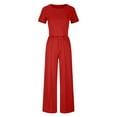 thumbnail image 6 of Brilliant Two Piece Outfits Women Plus Size Women Fall Temperament Casual Solid Color Long Sleeved Top+wide Leg Long Pants Suit Set Red XXL, 6 of 8