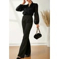 thumbnail image 4 of Sheer Bishop Sleeve Surplice Neck Long Sleeve Blouse for Women Black X-Large, 4 of 4