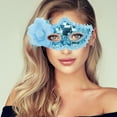 thumbnail image 5 of Unique Bargains Masque de Fête Demi-Visage à Sequins Floraux pour Mascarade Bleu PVC, 5 of 5