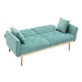 thumbnail image 4 of Velvet Accent Sofa, Convertible Futon Sofa Bed with Metal Feet, Modern Upholstered Folding Sofa Bed Recliner Couch Sofa with Two Couch Pillows, Loveseat Sofa Bed for Living Room Bedroom, Mint Green, 4 of 7