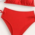 thumbnail image 4 of FYDUU 4th of July Girls Swimsuit Bikini Sets Solid Color Two Piece Halter Bikini Swimwear For Kids Summer Beach Outfit Girls Bathing Suit Swim Set 9-10 Years, 4 of 6