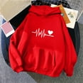 thumbnail image 2 of ibuvkizy Hoodies for Women Clearance!Women's Print Winter Hoodie Pullover Tops Long Sleeved Comfortable Sweatshirt with Pockets Red,XL, 2 of 3