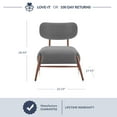 thumbnail image 5 of BELLEZE Mid Century Modern Velvet Accent Chair, Elegant Vintage Style Armless Seating, Contemporary Design For Living Room, Bedroom, Office - Quinton (Gray), 5 of 7