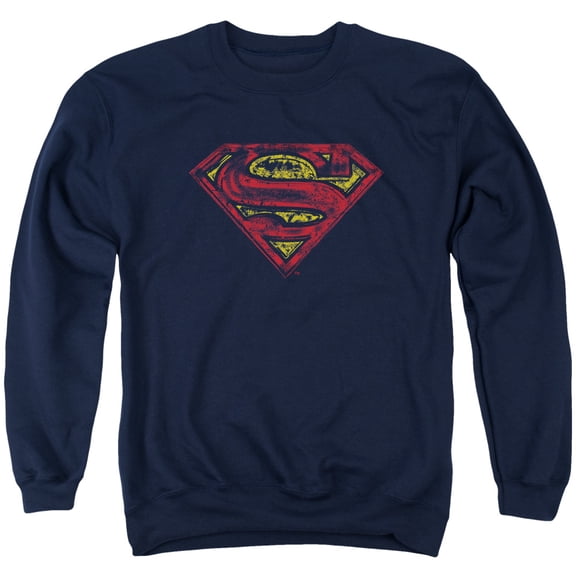 Superman S Shield Rough Adult Crewneck Sweatshirt Navy