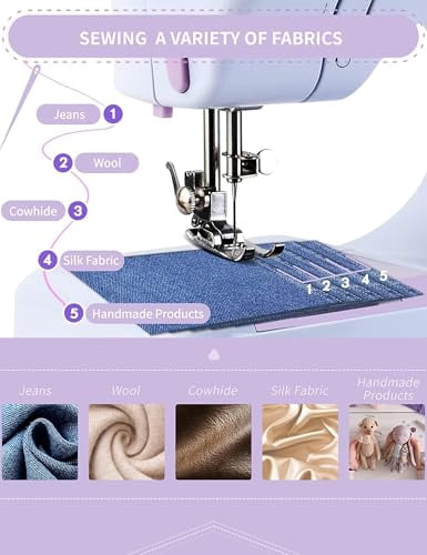 Sewing Machine for Beginners - Portable Electric Hand Mini Sewing Machine 12 Built-In Stitches with 2 Speed Foot Pedal Small Handheld Maquina de Coser Purple