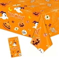 thumbnail image 3 of XIA0LE Halloween Tablecloth Disposable Plastic Table Cover 54"X 108"Pumpkin Spider Web Lovely Ghost Table Cloth For Halloween Decorations Birthday Party Dinner, Home Decor (Orange), 3 of 8