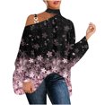 thumbnail image 2 of Puntoco, camisa informal para mujer, manga larga, cuello Halter, hombros descubiertos, blusa holgada con estampado de Polluer, tops Puntoco Puntoco-4227, 2 of 5
