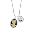 thumbnail image 2 of Delight Jewelry Silvertone Oval - Black Cameo - Silvertone Script Initial Disc - W - Charm Necklace, 20"+3", 2 of 4