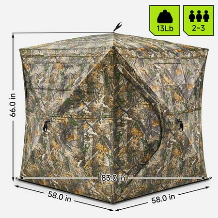 [dealsforyoudays] TIDEWE Hunting Blind See Through with Carrying Bag 2-3 Person Pop Up Ground Blinds 270 Degree Portable Resilient Hunting Tent for Deer & Turkey Hunting Camouflage Sliding Windows