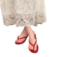 thumbnail image 4 of Women's Flip Flops Fashion Sandals Thick Sole Red Solid Color Open Toe Casual Comfortable, 4 of 7