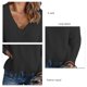 thumbnail image 3 of Suéter de punto de manga larga con cuello en V para mujer, suéter holgado informal a la moda para otoño e invierno con hombros descubiertos, suéter negro XL, 3 of 6
