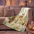 thumbnail image 6 of Whimsical Woodland Animals Floral Crown Fawn Meadow Scene, Festive Holiday Scene, Warm Flannel Blanket for Cabin and Lodge, Art Lovers Christmas Gift, Festive Home Decor, 6 of 9